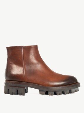 Prada Brown Leather Zip Ankle Boots
